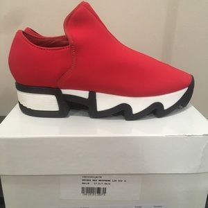 IRI Red neoprene platform sneakers sz 37.5